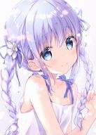 1girl blue_eyes braid camisole chino_kafuu gochuumon_wa_usagi_desu_ka? hair_fiddling hair_flower is_the_order_a_rabbit? lavender_hair loli solo twin_braids // 643x900 // 92.8KB
