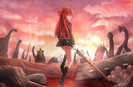 1_female absurd_resolution blood boots chtholly_nota_seniorious female footwear high_resolution long_hair mature red_hair shuumatsu_nani_shitemasu_ka? skirt sword translated uniform weapon // 5982x3934 // 7.4MB