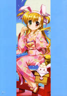 animal_ears bunny_ears cleavage ears fujima_takuya heterochromia japanese_clothes lyrical_nanoha mahou_shoujo_lyrical_nanoha mahou_shoujo_lyrical_nanoha_vivid questionable sacred_heart vivio yukata // 2874x4098 // 1.2MB