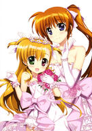 cleavage dress fujima_takuya heterochromia lyrical_nanoha mahou_shoujo_lyrical_nanoha mahou_shoujo_lyrical_nanoha_vivid safe takamachi_nanoha vivio // 2881x4097 // 1.5MB