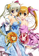 10s 2girls absurd_resolution absurdres art asteion bare_shoulders blonde_hair blue_eyes blush breasts cleavage d dress einhart_stratos elbow_gloves female flower fujima_takuya gloves green_eyes green_hair hair_flower hair_ornament heterochromia high_resolution highres long_hair looking_at_viewer lyrical_nanoha mahou_shoujo_lyrical_nanoha mahou_shoujo_lyrical_nanoha_vivid mature moire multiple_females official_art older open_mouth ponytail purple_eyes red_eyes sacred_heart safe scan side_ponytail smile thigh-highs tied_hair very_long_hair vivio white_legwear yuri // 2883x4101 // 1.7MB