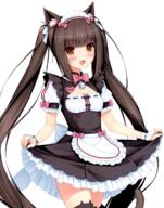 10s 1_female animal_ears animal_tail black_legwear brown_eyes brown_hair cat_band_legwear cat_ears cat_tail character_name chocola_(sayori) ears female gelbooru high_resolution highres holding_skirt long_hair looking_at_viewer maid_headdress name_tag nekopara open_mouth safe sayori skirt_hold solo tail thigh-highs thighs tied_hair transparent_background twintails very_long_hair zettai_ryouiki // 1363x1733 // 1.9MB