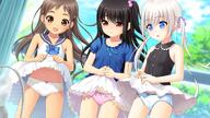 169_aspect_ratio 3girls adachi_tenka aqua_eyes asymmetrical_hair bare_shoulders black_hair blue_eyes blue_panties blue_underwear blush bow bow_panties breasts brown_eyes brown_hair clothes_lift contentious_content d dark_skin dress dress_lift fan fanning_crotch female flat_chest game_cg hair_cubes hair_ornament hair_ribbon hairclip high_resolution komako_semenovich konachan.com loli lolicon long_hair mature multiple_females nonohara_miki one_side_up open_mouth panties pink_panties polka_dot polka_dot_panties ponytail questionable ribbon safe sailor_dress sankaku_channel sayama_chie see-through shoujo_ramune side_ponytail silver_hair skirt skirt_lift small_breasts smile summer_dress tan tan_lines tanned tanuki-soft tanukisoft teenager tied_hair transparent twintails underwear white_hair white_panties white_underwear wind yande.re yellow_eyes young // 1920x1080 // 2.0MB