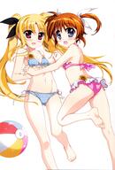 2girls absurd_resolution absurdres art ass ball barefoot beachball bikini blonde_hair blush brown_hair duo fate_testarossa feet female flower frilled_bikini frills fujima_takuya hair_ornament hair_ribbon hand_holding high_resolution long_hair looking_at_viewer lyrical_nanoha mahou_shoujo_lyrical_nanoha multiple_females navel official_art open_mouth polka_dot polka_dot_bikini polka_dot_swimsuit purple_eyes red_eyes ribbon safe scan short_twintails side-tie_bikini simple_background smile soles striped_bikini striped_pattern striped_swimsuit sunflower swimsuit takamachi_nanoha thigh_gap tied_hair toes twintails very_high_resolution very_long_hair vividgarden white_background // 4704x6962 // 3.8MB