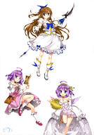 2girls 3girls absurd_resolution absurdres ahoge blue_bow blue_eyes blue_ribbon boots bow bracelet breasts brown_hair chocker choker cleavage dress duo elbow_gloves eyebrows eyebrows_visible_through_hair female footwear fujima_takuya gloves hair_between_eyes hair_ornament hair_ribbon high_heels high_resolution highres holding holding_object holding_weapon index_finger_raised jewelry knee_highs long_hair mary_janes mature medium_breasts multiple_females naginata necklace one_leg_raised original outstretched_arm polearm purple_hair raised_leg ribbon safe scan shoes short_hair simple_background tagme very_high_resolution vividgarden weapon white_background white_boots white_dress white_footwear white_gloves // 2870x4098 // 1.1MB