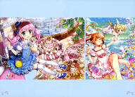3girls absurd_resolution absurdres asymmetrical_hair blonde_hair blue_dress blue_eyes blue_hat bracelet breasts brown_hair cat collarbone dress eyebrows eyebrows_visible_through_hair feathered_wings feathers feet female flower flying fujima_takuya hair_ornament hair_ribbon hand_holding hat high_resolution interlocked_fingers jewelry long_hair mature medium_breasts mini_hat multiple_females open_mouth original outstretched_arm outstretched_arms pink_hair ponytail ribbon safe scan side_ponytail sleeveless_dress sleeveless_outfit tagme thigh-highs thighs tied_hair toes trio twintails very_high_resolution vividgarden white_dress white_legwear white_ribbon wings wrist_cuffs zettai_ryouiki // 5674x4090 // 3.6MB