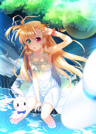 1_female armpits asymmetrical_hair blonde_hair blush dappled_sunlight dress female green_eyes hair_ornament hair_ribbon hair_tie hat hat_removed headwear headwear_removed heterochromia high_resolution long_hair looking_at_viewer lyrical_nanoha mahou_shoujo_lyrical_nanoha mahou_shoujo_lyrical_nanoha_vivid o open_mouth ponytail raiou red_eyes ribbon sacred_heart shade side_ponytail sitting soaking_feet solo stuffed_animal stuffed_bunny stuffed_toy sun_hat sundress sunlight takamichi_vivio tied_hair tree twintails vivio water // 1063x1485 // 1.5MB