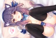 animal_ears anthropomorphism bed catgirl ears kantai_collection konachan.com loli nikoo panties school_uniform tail thigh-highs tsushima_(kancolle) underwear uniform young // 1600x1100 // 1.2MB