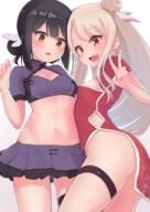2girls ass bangs black_hair blush breasts brown_eyes china_dress cleavage fate fatekaleid fatestay_night feathers female hair_bun hair_tie high_resolution illyasviel_von_einzbern karu_(ricardo_2628) long_hair looking_at_viewer miyu_edelfelt multiple_females navel nsfw open_mouth pelvic_curtain red_eyes safe sankaku_channel small_breasts smile thigh_strap thighs v white_hair young // 1505x2125 // 1.9MB