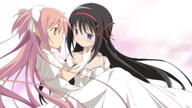 2girls akemi_homura banned_artist black_hair blue_eyes carrying couple dress eye_contact female gloves good_end hair_ribbon homura_akemi kaname_madoka long_dress long_hair long_skirt looking_at_another madoka_magica mahou_shoujo_madoka_magica moritan multiple_females official_style pink_hair princess_carry red_eyes red_ribbon ribbon safe skirt spoilers tied_hair twintails two_side_up ultimate_madoka very_long_hair white_dress white_gloves white_ribbon yuri // 1280x720 // 213.2KB