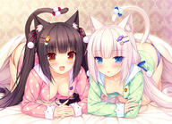 10s 2_females 3 < animal_ears animal_print animal_tail anime_girls bangs black_hair blue_eyes blue_panties blue_underwear blunt_bangs blush breasts brown_eyes cat_ears cat_print cat_tail chestnut_mouth chocola chocola_(sayori) chocolat_(neko_para) cleavage collarbone d dimples_of_venus downblouse ears female gelbooru hair_clip hair_ornament hair_ribbon hairclip hands_clasped hanging_breasts high_resolution highres long_hair looking_at_viewer mature multiple_females nekomimi nekopara no_bra no_pants non-web_source open_mouth orange_panties own_hands_together pajamas panties pink_hair print_pajamas purple_panties ribbon sayori slit_pupils small_breasts smile striped_panties striped_pattern tail tail_ornament tail_ribbon tied_hair twintails underwear vanilla vanilla_(neko_para) vanilla_(sayori) // 1925x1390 // 1.6MB