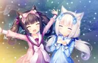 10s 2_females 3 ^_^ alternative_age animal_ears arms_up art black_hair blue_dress blush bow brown_hair cat_ears child chocola chocola_(neko_para) chocola_(sayori) danbooru dress duo ears eyes_closed family female frills game_cg hair_bow hair_ornament hairband high_resolution long_hair long_sleeves multiple_females nekomimi nekopara non-web_source official_art open_mouth outdoors outstretched_arms pink_dress s safe sankaku_channel sayori siblings sisters smile snow snowing spread_arms tagme tail tied_hair twins twintails vanilla_(neko_para) vanilla_(sayori) white_hair winter yande.re young // 2370x1530 // 4.7MB