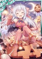 akkijin animal_ears animal_tail art candy card_(medium) danbooru ears eyes_closed ghost hair_ornament hair_ribbon halloween halloween_costume jack-o'-lantern lollipop moon official_art orange_ribbon purple_ribbon ribbon see-through silver_hair thigh-highs v // 640x896 // 288.3KB