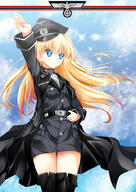 1 1_female anime blonde_hair blue_eyes daiteikoku female headwear image iron_cross long_hair military_uniform millelunar nazi peaked_cap retia_adolf safe saluting solo straight-arm_salute uniform zettai_ryouiki // 650x919 // 454.7KB