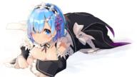 _zero aqua_hair cleavage konachan.com questionable rem rem_(zero) safe white yande.re zero_kara_hajimeru_isekai_seikatsu // 2600x1463 // 1.8MB