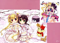 2girls absurd_resolution absurdres animal_ears animal_tail blonde_hair brown_hair bunny_ears bunny_tail canine cat_ears cat_tail dog dress duo ears eyebrows eyebrows_visible_through_hair fake_animal_ears fake_tail female fujima_takuya garter green_eyes hair_ornament hair_ribbon hand_holding high_resolution interlocked_fingers long_hair looking_at_viewer mammal midriff multiple_females navel one_leg_raised original pink_ribbon pink_skirt pleated_skirt red_eyes ribbon safe scan shirt short_hair_with_long_locks sidelocks sitting skirt snow striped_legwear striped_pattern tagme tail thigh-highs thigh_strap thighs tied_hair twintails very_high_resolution very_long_hair vividgarden white_dress white_legwear white_shirt white_skirt wrist_cuffs yande.re zettai_ryouiki // 5670x4090 // 2.7MB