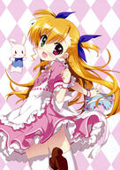 10s 1_female absurd_resolution absurdres blonde_hair diamond_(shape) diamond_(symbol) female fujima_takuya happy heterochromia high_resolution lyrical_nanoha mahou_shoujo_lyrical_nanoha mahou_shoujo_lyrical_nanoha_vivid panties safe scan thigh-highs tied_hair twintails underwear vivio // 4947x7005 // 7.1MB