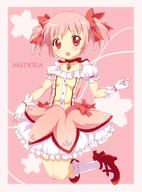 1_female bad_id bad_pixiv_id blush bubble_skirt character_name female gloves hair_ribbon kaname_madoka kumakichi_(toshigat) madoka_magica magical_girl mahou_shoujo_madoka_magica mature open_mouth pink_hair red_eyes ribbon safe short_twintails skirt smile solo tied_hair twintails // 669x902 // 313.6KB