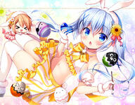 2girls 3 anko_(gochiusa) blue_eyes blue_hair blush bunny_ears chibi chino_kafuu commentary d danbooru-safebooru detached_sleeves easter easter_egg fake_animal_ears female frills gelbooru gochuumon_wa_usagi_desu_ka? hair_between_eyes hair_flower hair_ornament hair_tie heart hoto_cocoa kafuu_chino loli long_hair mature multiple_females navel neck_ribbon puffy_detached_sleeves puffy_sleeves rabbit_ears ribbon safe safebooru sasai_saji skirt thigh-highs tied_hair tippy_(gochiusa) twintails white_legwear wild_geese x3 x_hair_ornament xd yellow_ribbon // 1200x939 // 343.9KB
