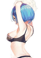 10s 1_female absurd_resolution absurdres armpits arms_up black_bra black_underwear blue_eyes blue_hair bob_cut bra breasts clothes_lift fanbox_reward female from_side garter_belt hair_ornament high_resolution highres in_profile lingerie male matsui_hiroaki medium_breasts paid_reward panties profile rem rem_(zero) ribbon-trimmed_bra ribbon_trim shirt shirt_lift short_hair sideboob simple_background skindentation solo top_lift underwear underwear_only undressing very_high_resolution white_background x_hair_ornament zero_kara_hajimeru_isekai_seikatsu // 3541x5015 // 1.4MB