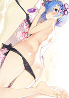 10s 1_female < absurd_resolution absurdres ass back bare_back bare_legs bare_shoulders barefoot bikini bikini_pull black_bikini black_swimsuit blue_eyes blue_hair blush breasts closed_mouth fanbox_reward feet female hair_ornament hair_over_one_eye hair_ribbon hairband high_resolution highres legs lingerie lolita_fashion lolita_hairband lotion lying male matsui_hiroaki medium_breasts on_stomach one_stomach paid_reward panties pinky_out rem rem_(zero) ribbon short_hair shoulder_blades sideboob soles solo sunscreen swimsuit tanning_oil toes top_pull topless topless_(female) underwear untied untied_bikini x_hair_ornament zero_kara_hajimeru_isekai_seikatsu // 3541x5015 // 6.0MB