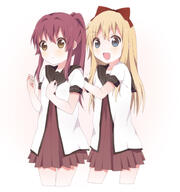 i2.pixiv.netimg116imgtoshigat34792900.jpg 2girls blonde_hair blue_eyes bow brown_eyes d female hair_bow hair_intakes kumakichi_(toshigat) long_hair multiple_females nanamori_school_uniform open_mouth ponytail purple_hair safe sailor_uniform school_uniform smile sugiura_ayano tied_hair toshinou_kyouko uniform yuru_yuri // 875x933 // 277.9KB