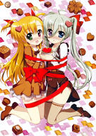 10s 2girls absurd_resolution absurdres ahoge art blonde_hair blue_eyes blush bow chocolate chocolate_heart d dress einhart_stratos female food fujima_takuya green_eyes green_hair heart heterochromia high_resolution highres kneeling long_hair lyrical_nanoha mahou_shoujo_lyrical_nanoha mahou_shoujo_lyrical_nanoha_vivid mature multiple_females no_socks official_art open_mouth ponytail purple_eyes red_eyes ribbon safe scan side_ponytail smile thigh-highs tied_hair two_side_up valentine vivio yuri // 4945x7002 // 9.7MB