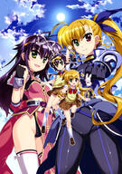 2girls absurd_resolution absurdres armor art ass_visible_through_thighs black_cape black_leotard bodysuit bowtie brown_skirt brunzel china_dress chinese_clothes collared_shirt eyebrows_visible_through_hair female footwear fujima_takuya hair_bow hair_ornament hair_tie highres holding jacket knee_highs leotard lyrical_nanoha mahou_shoujo_lyrical_nanoha_vivid mature multiple_females official_art pleated_skirt ponytail print_bodysuit print_cape print_jacket puffy_sleeves questionable red_neckwear round_teeth running scan school_uniform shirt sweater thigh-highs tied_hair uniform white_bow white_jacket yande.re yellow_bow // 2871x4085 // 1.7MB