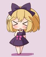 1_female >_< bangs black_choker blonde_hair blush bow chibi choker collarbone d danbooru danbooru-safebooru dress erie erie_(tonari_no_kyuuketsuki-san) eyebrows_visible_through_hair eyes_closed facing_viewer female frilled_dress frills full_body gelbooru hair_between_eyes hair_bow hair_ornament hana_kazari hand_up long_hair mature open_mouth pink_background pink_bow pixiv_4755984 pixiv_71626779 pleated_dress puffy_short_sleeves puffy_sleeves purple_bow purple_dress safe sankaku_channel short_sleeves smile solo standing tonari_no_kyuuketsuki-san 花かざり // 800x1000 // 161.8KB