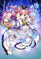 1_female absurd_resolution absurdres art bell bell_collar blush bow bowtie collar copyright dress female fish flower fujima_takuya fur green_eyes hair_flower hair_ornament hair_tie hairband headphones high_resolution highres jewelry long_hair looking_at_viewer official_art pink_hair ponytail print_dress red_eyes scan sky snowflake_print solo stars striped_pattern stuffed_animal stuffed_bunny stuffed_toy tagme tied_hair tongue very_high_resolution water white_capelet white_dress white_hair_ornament // 2868x4089 // 2.0MB