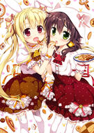 2girls absurd_resolution absurdres animal_ears animal_print art blonde_hair blush brown_frills brown_skirt bunny_ears bunny_print cat_ears cat_print child choker collarbone cookie copyright d ears eyebrows_visible_through_hair feeding female flat_chest floral_print flower food food_request frilled_choker frilled_skirt frills fujima_takuya green_eyes hair_between_eyes hair_flower hair_ornament hair_ribbon hair_tie hat hat_with_ears headwear heart-shaped_food high-waist_skirt high_resolution highres holding holding_plate layered_skirt looking_at_viewer low_twintails multiple_females o official_art open_mouth patterned_background pink_ribbon plaid plaid_choker plaid_ribbon plate polka_dot_skirt print_skirt puffy_short_sleeves puffy_sleeves red_eyes red_flower red_frills red_ribbon red_rose red_skirt ribbon ribbon-trimmed_skirt ribbon_choker ribbon_trim rose safe sankaku_channel scan shirt short_sleeves simple_background skindentation skirt smile tagme thigh-highs tied_hair tongue twintails very_high_resolution white_background white_flower white_frills white_hat white_headwear white_legwear white_polka_dots white_shirt white_wrist_cuffs wrist_cuffs yande.re yellow_choker yellow_flower yellow_ribbon yellow_rose young // 2868x4092 // 1.8MB