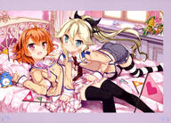 1_female 1_male 2girls absurd_resolution absurdres all_fours alternate_costume ass bed black_legwear black_ribbon blonde_hair blue_eyes book book_(object) cosplay costume_switch duo eyebrows eyebrows_visible_through_hair feet female feminine_male fujima_takuya hair_between_eyes hair_ornament hair_ribbon high_resolution holding holding_book holding_object indoors kanojo_ga_flag_o_oraretara kanojo_ga_flag_o_oraretara_-_end_cards kanojo_ga_flag_wo_oraretara long_hair long_sleeves looking_at_viewer lying male multiple_females nanami_k_bladefield nanami_knight_bladefield necktie no_shoes on_back orange_hair pink_eyes ponytail red_eyes red_necktie red_neckwear ribbon safe scan school_uniform seifuku short_hair short_shorts shorts skirt striped_legwear striped_pattern tagme thigh-highs thighs tied_hair touzokuyama_megumu trap uniform very_high_resolution very_long_hair vividgarden yande.re yuri zettai_ryouiki // 5673x4083 // 2.9MB