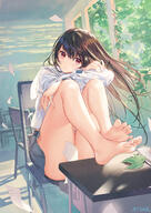 1_female 869054445 artist_name artwork ass atdan- bangs bare_legs barefoot blush brown_hair censored commentary convenient_censoring crossed_arms danbooru danbooru-safebooru day desk english_commentary feet female gelbooru high_resolution highres illustration indoors leaves legs light_particles long_hair long_sleeves looking_at_viewer mature original purple_eyes safe safebooru sankaku_channel school_chair shirt sitting skirt smile soles solo thighs toes uniform violet_eyes white_shirt window // 1091x1544 // 485.7KB