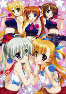 10s 5_females absurd_resolution absurdres art einhart_stratos fate_testarossa female fujima_takuya high_resolution long_hair lyrical_nanoha mahou_shoujo_lyrical_nanoha mahou_shoujo_lyrical_nanoha_vivid microphone multiple_females official_art ponytail safe scan short_hair takamachi_nanoha tied_hair vivio yagami_hayate // 4950x7007 // 9.3MB