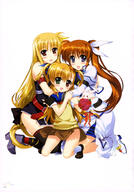 dress fate_testarossa footwear fujima_takuya heels heterochromia lyrical_nanoha mahou_shoujo_lyrical_nanoha mahou_shoujo_lyrical_nanoha_vivid sacred_heart school_uniform takamachi_nanoha thigh-highs uniform vivio // 2867x4098 // 1.1MB