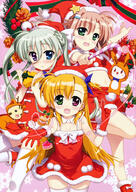 10s 3_females absurd_resolution absurdres christmas einhart_stratos female fujima_takuya happy heterochromia high_resolution lyrical_nanoha mahou_shoujo_lyrical_nanoha mahou_shoujo_lyrical_nanoha_vivid miura_rinaldi multiple_females safe scan thigh-highs vivio // 4951x7005 // 9.8MB