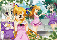 10s 2girls absurd_resolution absurdres blonde_hair blue_eyes dress einhart_stratos female fist_bump fujima_takuya green_eyes green_hair hair_ribbon happy heterochromia high_resolution huge_filesize lyrical_nanoha mahou_shoujo_lyrical_nanoha mahou_shoujo_lyrical_nanoha_vivid multiple_females purple_eyes red_eyes ribbon safe scan skirt smile tied_hair twintails vivio // 9907x7007 // 10.7MB