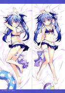 1_female ass_visible_through_thighs blue_hair dakimakura english english_text feet female fujima_takuya hair_ornament highres image_sample mahou_shoujo_lyrical_nanoha_reflection multiple_views scan soles text toes yandere_sample // 1050x1500 // 348.4KB