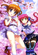absurd_resolution absurdres amitie_florian bare_thighs black_legwear blue_skirt braid female footwear fujima_takuya gloves hair_ornament hair_tie high_resolution highres lyrical_nanoha mahou_shoujo_lyrical_nanoha_reflection miniskirt multiple_females official_art panties ponytail questionable scan school_uniform seifuku short_dress shorts skirt slip-on_shoes spats tagme thigh-highs tied_hair underwear uniform very_high_resolution white_panties white_underwear yande.re // 2859x4091 // 1.6MB