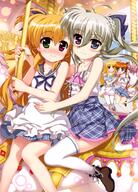 4_females art blonde_hair blush carousel couple einhart_stratos fate_testarossa female food fujima_takuya green_hair hand_holding happy heterochromia ice_cream looking_at_another looking_at_viewer lyrical_nanoha mahou_shoujo_lyrical_nanoha mahou_shoujo_lyrical_nanoha_vivid multiple_females official_art open_mouth orange_hair purple_eyes red_eyes smile takamachi_nanoha vivio yuri // 1360x1887 // 2.8MB