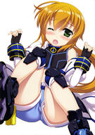 1_female absurd_resolution absurdres armor art belt black_gloves black_shirt blue_shorts blue_sleeve_ends cosplay denim_shorts female fingerless_gloves fujima_takuya high_resolution highres ixpellia jacket mach_caliber mahou_shoujo_lyrical_nanoha_vivid official_art panties pantyshot pantyshot_(sitting) pinky_out puffy_sleeves safe scan shirt short_shorts shorts simple_background subaru_nakajima_(cosplay) tank_top underwear upshorts very_high_resolution white_background white_jacket white_panties white_underwear yande.re // 2870x4092 // 1.1MB