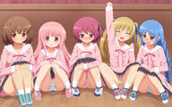 1610_aspect_ratio 5_females ^_^ arm_up blonde_hair blue-striped_panties blue_hair blue_panties blue_stripes blue_underwear blush bow brown_hair camel_toe cleft_of_venus contentious_content embarrassed eyes_closed eyewear female flat_chest footwear glasses hakamada_hinata happy high_resolution indoors kashii_airi legs lingerie lolicon long_hair looking_at_viewer male mature minato_tomoka misawa_maho mound_of_venus multiple_females nagatsuka_saki panties pantyshot pantyshot_(sitting) pink_eyes pink_hair print_panties pussy questionable quintet r-18 red_eyes red_hair reflection ribbon ro-kyu-bu! rou-kyuu-bu! school_uniform shoes short_hair sitting skirt smile sneakers striped_panties striped_pattern striped_print striped_underwear tachimi_(basue) tail take_your_pick thighs tied_hair twintails underwear uniform upskirt very_high_resolution very_long_hair yellow-striped_panties young // 3520x2200 // 2.1MB