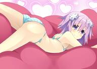 anime ass bikini breasts choujigen_game_neptune choujigen_game_neptune_the_animation female flat flat_chest hair_ornament looking_at_viewer lying neptune neptune_(choujigen_game_neptune) purple_eyes purple_hair side-tie_bikini small_breasts smile swimsuit // 1000x706 // 79.4KB