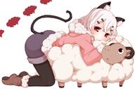 1_female animal animal_ears animal_tail bent_over black_legwear blush boots cat_ears cat_tail ears female footwear full_body hair_ornament hairclip high_resolution hood hoodie horns looking_at_viewer muku_(muku-coffee) original pantyhose red_eyes safe sankaku_channel sheep shiro_(muku) short_hair shorts simple_background smile solo tail white_background white_hair // 1748x1181 // 675.4KB