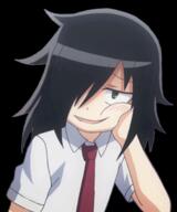 10s 1_female anime black_hair blushing_cheeks creator female green_eyes image joy kuroki_tomoko long_hair low_resolution necktie reaction smug smug_anime_girl transparent_background watamote watashi_ga_motenai_no_wa_dou_kangaete_mo_omaera_ga_warui! // 400x480 // 168.2KB