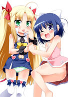 2girls ass astarotte_no_omocha! astarotte_ygvar atfbooru.ninja blonde_hair blue_eyes blue_hair blush bottomless bow child collar demon_tail detached_collar dress duo ears fang fangs female green_eyes green_panties hair_bow hair_ornament hand_holding hino_hino implied_nopan loli lolicon long_hair lotte_no_omocha! mature multiple_females navel navel_cutout necktie no_panties open_mouth panties pointy_ears questionable sankaku_channel short_hair simple_background standing sundress tail thigh-highs tied_hair tongue touhara_asuha twintails underwear white_legwear wrist_cuffs young // 680x960 // 245.5KB