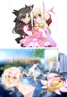 fate fatekaleid fatekaleid_liner_prisma_illya fatestay_night fate_(series) high_resolution illyasviel_von_einzbern luviagelita_edelfelt miyu_edelfelt nude onsen tohsaka_rin toosaka_rin towel very_high_resolution wardrobe_malfunction // 2868x4099 // 1.2MB