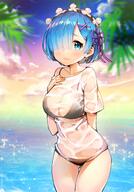 10s 1_female areola_slip areolae ayamy bikini female hair_ornament hair_ribbon pixiv_69232530 rem ribbon safe shirt swimsuit wet_clothes zero_kara_hajimeru_isekai_seikatsu あやみ あやみ@3日目東a43a あやみ@月曜西あ-53a // 900x1286 // 1.4MB