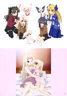 2girls 4_females absurdres bedroom d dress drill_hair fate fatekaleid fatekaleid_liner_prisma_illya fatestay_night fate_(series) female hairdressing homurahara_academy_uniform hug illyasviel_von_einzbern irisviel_von_einzbern lingerie luviagelita_edelfelt magical_ruby magical_sapphire male mature miyu_edelfelt multiple_females pantyhose see-through thighs tohsaka_rin toosaka_rin two_side_up uniform // 2858x4099 // 857.9KB