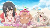 10s 169_aspect_ratio 2_males 6+_females apron arm_support art artist_name asymmetrical_hair banana_boat bazett_fraga_mcremitz beach bikini black_hair blonde_hair blue_towel blush bracelet breasts brown_eyes brown_skin chloe_von_einzbern cloud contentious_content dark-skinned_female dark_skin downblouse end_card end_cards fate fatekaleid fatekaleid_liner_prisma_illya fatekaleid_liner_prisma_illya_2wei! fatekaleid_liner_prisma_illya_2wei_herz! fatestay_night female frilled_swimsuit frills gakumazawa_tatsuko hair_clip hair_ornament hair_tie hairclip high_resolution highres illyasviel_von_einzbern japanese_language jewelry katsura_mimi kurihara_suzuka kurihara_suzuka_(fatekaleid_liner) kuro_von_einzbern lolibooru lolibooru.moe looking_at_viewer luviagelita_edelfelt lying mature miyu_edelfelt moriyama_nanaki multiple_females ocean official_art on_back on_stomach one-piece_swimsuit open_mouth outdoors pink_hair ponytail red_eyes sand screen_capture screencap shaved_ice side_ponytail silver_link small_breasts smile standing swimsuit tamura_masafumi tied_hair tohsaka_rin towel twintails type-moon yellow_eyes // 1920x1080 // 2.9MB